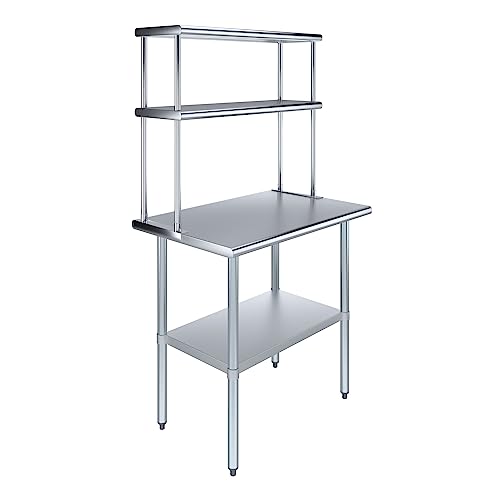 Stainless Steel Work Table Double Tier Overshelf (2 Count)