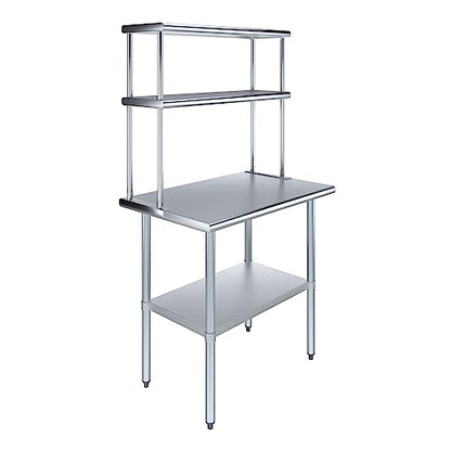 Stainless Steel Work Table Double Tier Overshelf (2 Count)