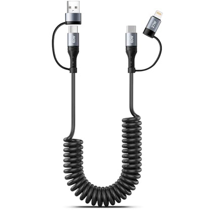 Coiled Lightning Cable 4 in 1 4FT Multi Charging Cable 60W Fast Charging