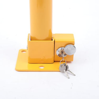 Spring Parking Post Wall Mount Parking Barrier with Lock Folding Metal Parking Obstacle Piles with Warning Stripes Driveway Parking Interceptor Bollard for Parking Lot