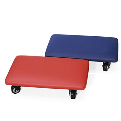 Roller Seat 360 Degree Rotating Low Stool with Wheel Chair PU Leather Universal Swivel Wheels Stool for Home Office Fitness and Garage