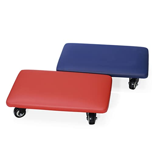Roller Seat 360 Degree Rotating Low Stool with Wheel Chair PU Leather Universal Swivel Wheels Stool for Home Office Fitness and Garage