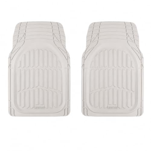 MotorTrend FlexTough White Car Floor Mats Rubber All Weather Automotive 2pc