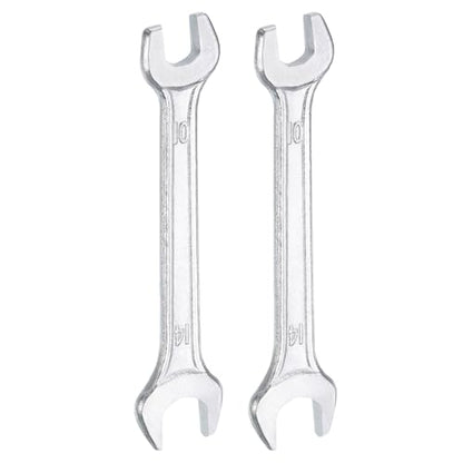 2pcs Double Open End Wrench 10mm x 14mm Metric 15 Degree Offset Angle Small Flat Head Wrench Galvanizing Open Ended Spanner for Automotive Repair Furniture Assembly (2 Count)
