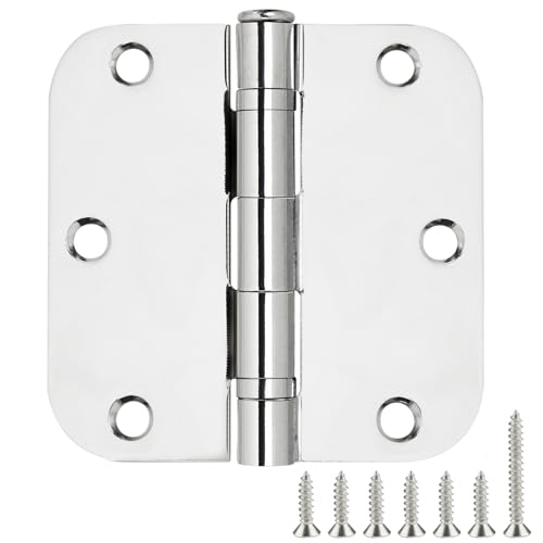 Rounded Door Hinges Polished Chrome 3.5 Inch 5 (30 Count)