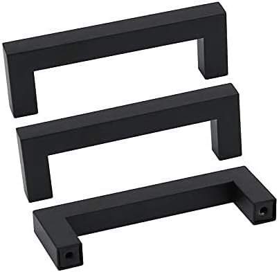 60 Pack 4 Inch Black Kitchen Cabinet Handles Square Drawer Pulls