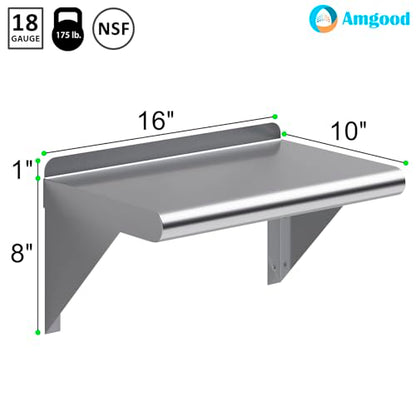 10 in. x 16 in. Stainless Steel Wall Mount Shelf