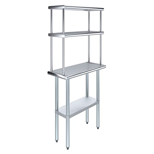 Stainless Steel Work Table Double Tier Overshelf