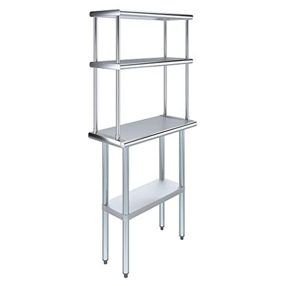 Stainless Steel Work Table Double Tier Overshelf