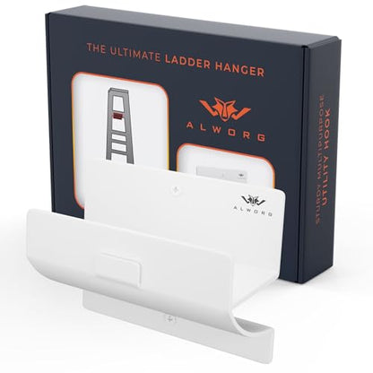 White Ladder Hooks for Garage Wall