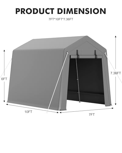 7 x 10 ft Carport Storage Shed