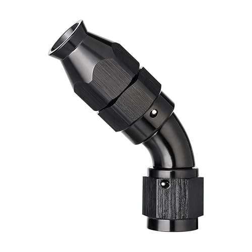 4AN 45 Degree PTFE One Piece Full Flow End Hose Fitting Aluminum Black