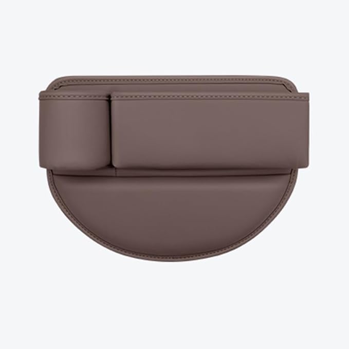 Car Seat Gap Filler Organizer for Tesla Model 3/Model S/Model X/Model Y 2013-2025, with Cup Holder Adjustable Car Seat Storage Box Leather Material,Brown-Driver's seat
