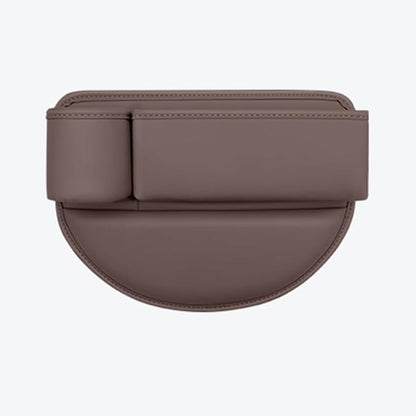 Car Seat Gap Filler Organizer for Tesla Model 3/Model S/Model X/Model Y 2013-2025, with Cup Holder Adjustable Car Seat Storage Box Leather Material,Brown-Driver's seat