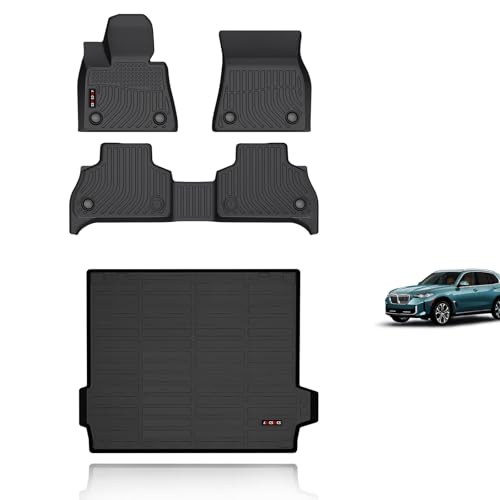 Floor Mats & Cargo Liner Custom for BMW X5 2026 2025 2024 2023 2022 2021 2020 2019 Car Mats Automotive Cargo Mat Floor Liners Trunk Mat X5 All Weather Floor Mats Trunk Liner Black
