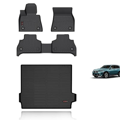 Floor Mats & Cargo Liner Custom for BMW X5 2026 2025 2024 2023 2022 2021 2020 2019 Car Mats Automotive Cargo Mat Floor Liners Trunk Mat X5 All Weather Floor Mats Trunk Liner Black