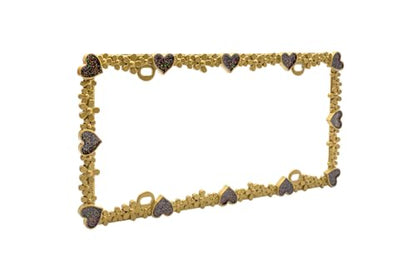 3D Shining Daisy Heart License Plate Frame from Pure Zinc Alloy Metal Perfect Plate Holder