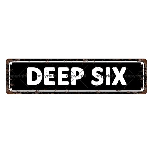 DEEP SIX SPACE Metal Tin Street Sign Bar Cafe Garage Cave Home Room Wall Bathroom Farmhouse Garden Porch Patio Decor