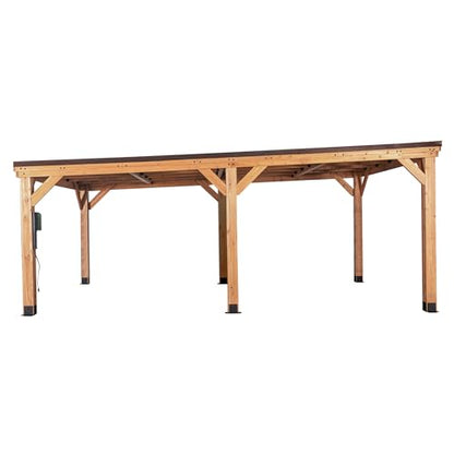 Kingsport 20' x 12' Cedar Wood Outdoor Carport Garage with Heavy