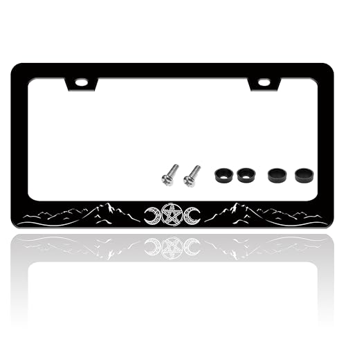 Triple Goddess Mountains Moon License Plate Frame Stainless Steel 6 X 12 in