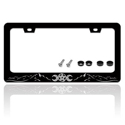 Triple Goddess Mountains Moon License Plate Frame Stainless Steel 6 X 12 in