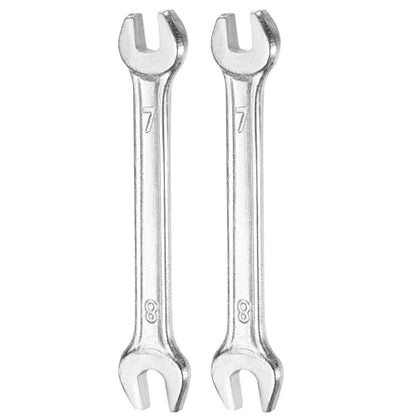 2pcs Double Open End Wrench 7mm x 8mm Metric 15 Degree Offset Angle Small Flat Head Wrench Galvanizing Open Ended Spanner for Automotive Repair Furniture Assembly (2 Count)