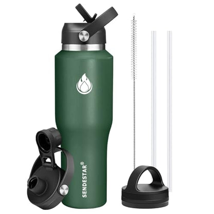 Water Bottle Wide Mouth Stainless Steel Vacuum Insulated Double Wall Keep Liquids Cold or Hot All Day
