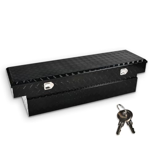 69 Inch Heavy Duty Aluminum Tool Box Wide Utility Trailer Stripes Plated