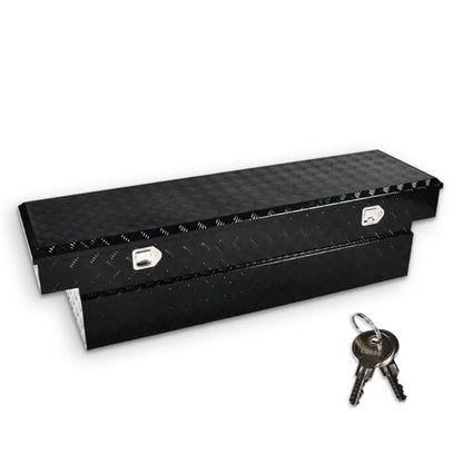 69 Inch Heavy Duty Aluminum Tool Box Wide Utility Trailer Stripes Plated