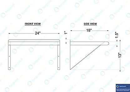 24" Long X 18" Deep Stainless Steel Wall Shelf