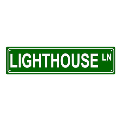 LIGHTHOUSE LN SPACE Metal Tin Street Sign Bar Cafe Garage Cave Home Room Wall Bathroom Farmhouse Garden Porch Patio Decor