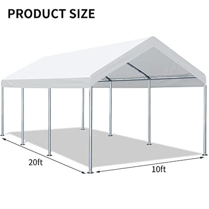 10'x20' Carport Canopy Replacement Cover White