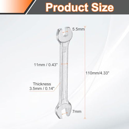 2pcs Double Open End Wrench 5.5mm x 7mm Metric 15 Degree Offset Angle Small Flat Head Wrench Galvanizing Open Ended Spanner for Automotive Repair Furniture Assembly (2 Count)