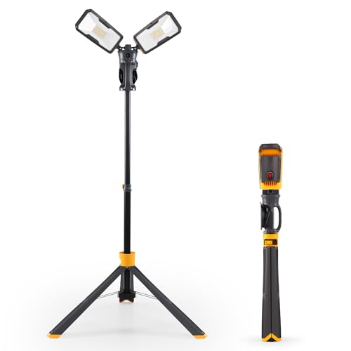 Upgraded】LUTEC 6290Max 11000 Lumen 92W Dimmable LED Work Light with Telescoping Tripod