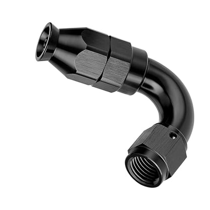 4AN 120 Degree PTFE One Piece Full Flow End Hose Fitting Aluminum Black
