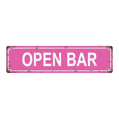 OPEN BAR Vintage Metal Tin Street Sign Bar Cafe Garage Cave Home Room Wall Bathroom Farmhouse Garden Porch Patio Decor
