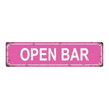 OPEN BAR Vintage Metal Tin Street Sign Bar Cafe Garage Cave Home Room Wall Bathroom Farmhouse Garden Porch Patio Decor