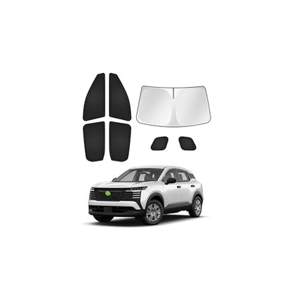 Sunshades for 2025 2026 Nissan Kicks Accessories Windshield Sun Shade Side Rear Window Shade Cover Sun Visor Shield Privacy Protection for Camping Keep Vehicle Cool Black 7PCS (7 Count)