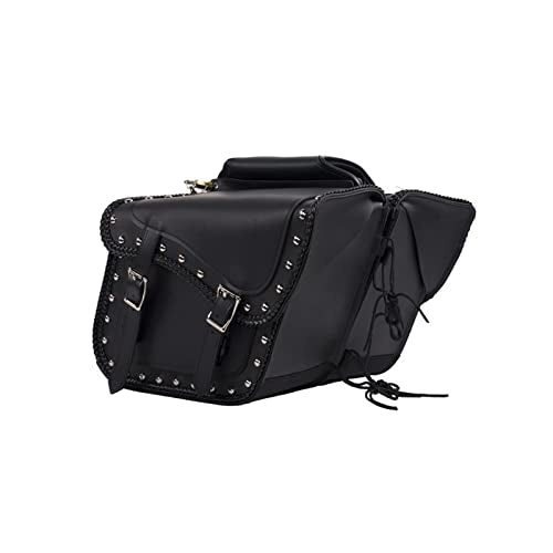 Motorcycle Saddle Bags Synthetic Leather Luggage Bag Waterproof Throw Over Saddlebags For Motorcycle Softails Sportsters Choppers Dyna V