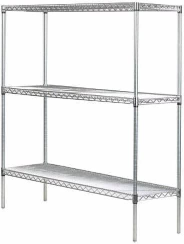 Omega Stainless Steel Shelves, 12" Deep x 48" Wide x 34" High 3 Tier Heavy Duty Wire Shelving Unit for Kitchen Garage Office Restaurant Warehouse 800-lb Per Shelf Weight Capacity
