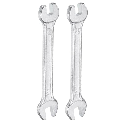 2pcs Double Open End Wrench 5.5mm x 7mm Metric 15 Degree Offset Angle Small Flat Head Wrench Galvanizing Open Ended Spanner for Automotive Repair Furniture Assembly (2 Count)
