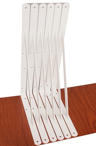 6 Pack L18 x H 12" White Heavy Duty Shelf Brackets with Screws Metal Shelf Brackets Shelf Support Angle Brackets for Shelves L Brackets Heavy Duty Floating Shelf (6 Count)