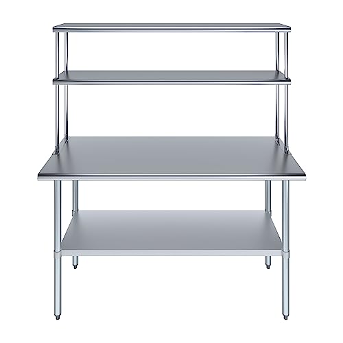 Stainless Steel Work Table Double Tier Overshelf