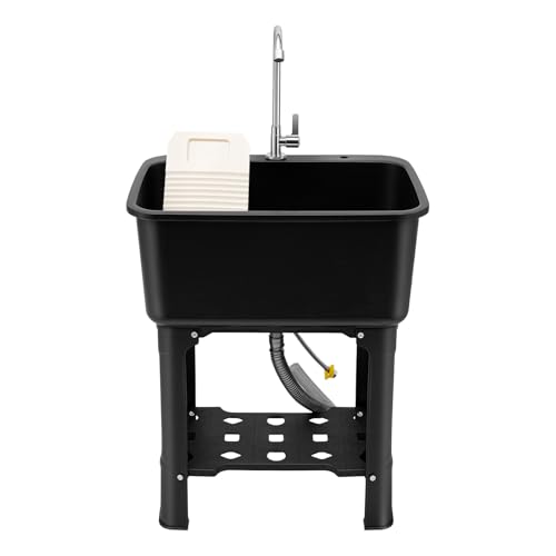 Free Standing Utility Sink with Washboard Laundry Tub Sink for Outdoor