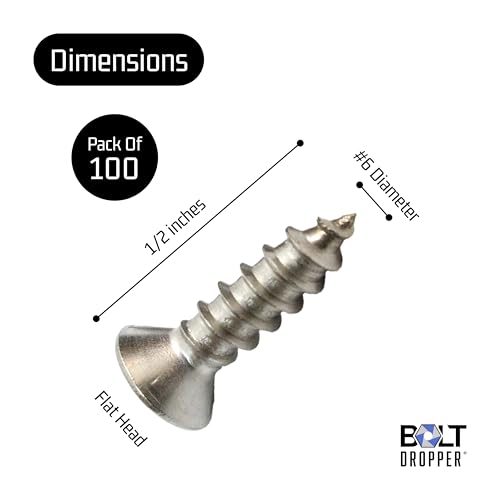 6 x 1 2'' Stainless Steel Flat Head Phillips Wood Screw (100 Count)