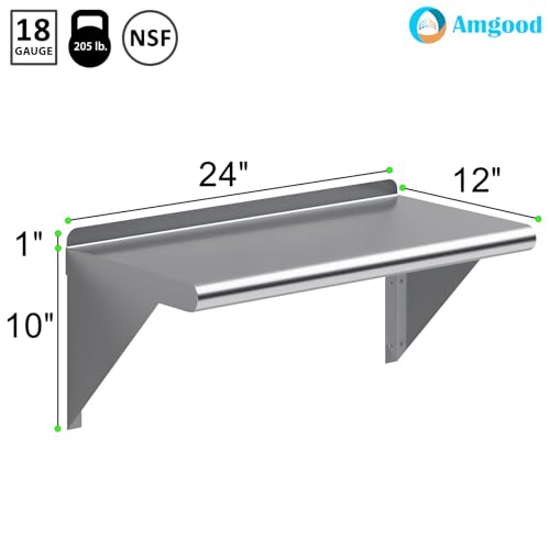 12 in. x 24 in. Stainless Steel Wall Mount Shelf