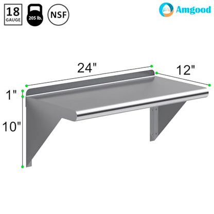 12 in. x 24 in. Stainless Steel Wall Mount Shelf