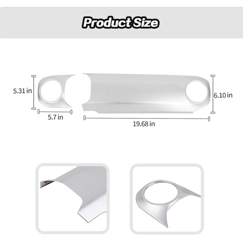 2pcs for 2024+ Jeep Wrangler JL Silver Interior Accessories Center Console Dash Panel Cover Trim Overlay