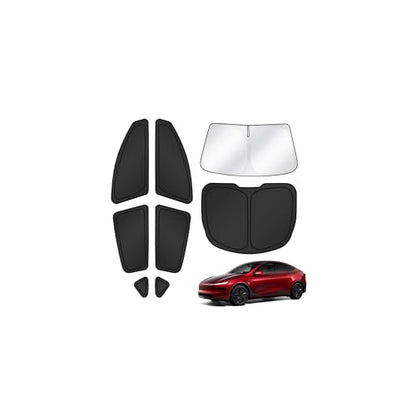 Window Shades for Tesla Model Y Juniper 2025 2026 Windshield Side Rear Window Full Set Blackout Privacy Sunshades for Model Y Accessories Foldable Black Out Window Cover 8PCS (8 Count)