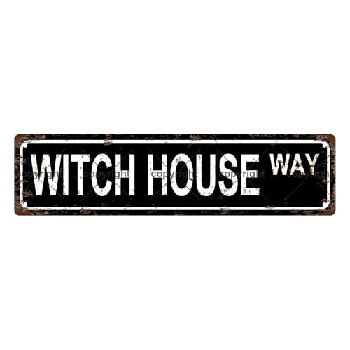 WITCH HOUSE WAY SPACE Metal Tin Street Sign Bar Cafe Garage Cave Home Room Wall Bathroom Farmhouse Garden Porch Patio Decor